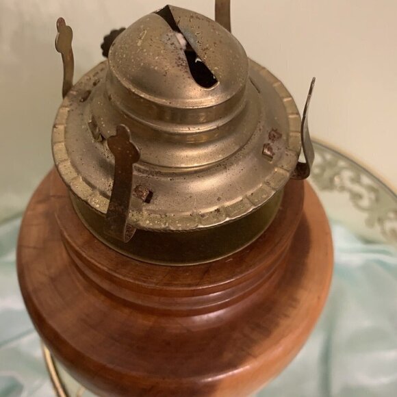 Wood and Brass Oil Lamp Base. 6.5". No Chimney. Beautifully Turned. J3 - Picture 6 of 9